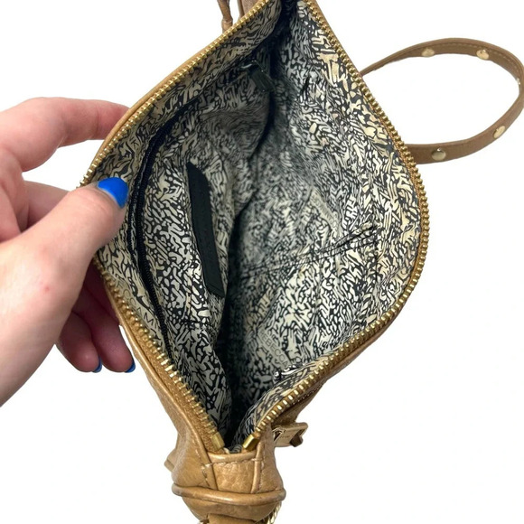 Rebecca Minkoff 5 Zip Crossbody Bag Cognac Tan Leather Chain Bag - Picture 9 of 10